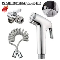 Portable Handheld Bidet Sprayer Set with 1.5M Telephone Shower Hose Spray Gun Switch Faucet Adapter,Toilet Showerhead Nozzle Kit