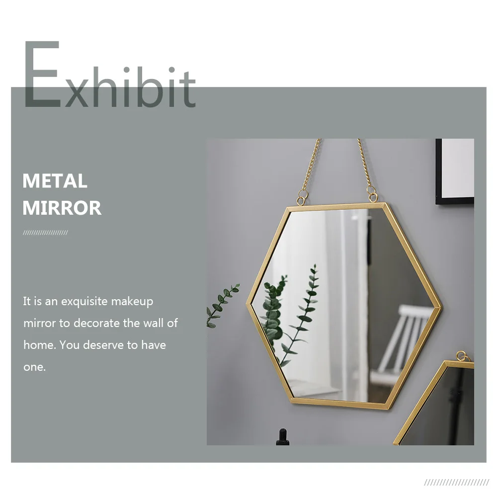 

Mounted Makeup Hexagon Metal Glass For Bathroom Decorative Home Art Decor Glass Mirror Wall Mirror Decor