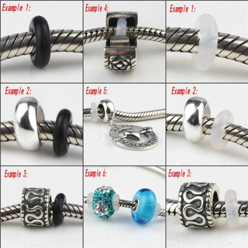 Rubber Stopper Rings Silicone Beads Fit European Charm Bracelet Beads for Jewelry Making Needlework Clip Lock Spacer