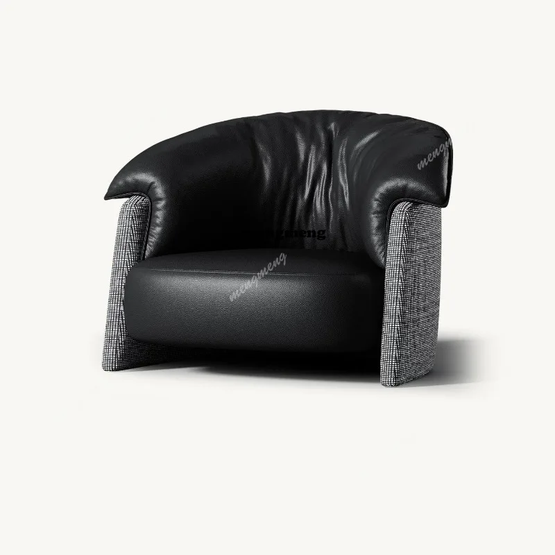 

Italian minimalist leather leisure chair living room balcony 2026 new modern minimalist high-end single sofa chair