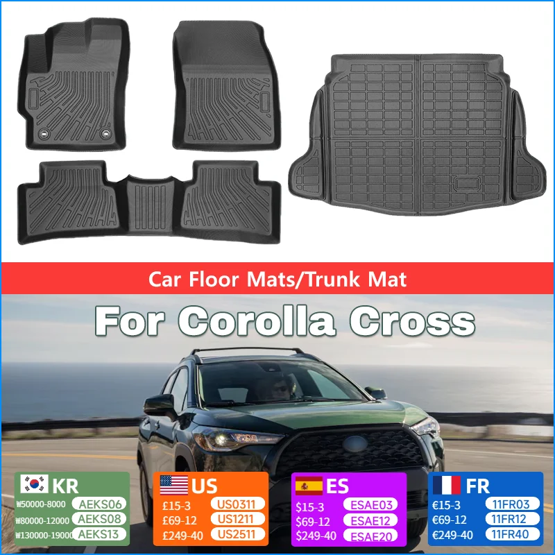 

Car Floor Mats for Toyota Corolla Cross FWD 2022-2025 All-weather Waterproof Non-slip Wear-resistant Car Accessories Trunk Liner