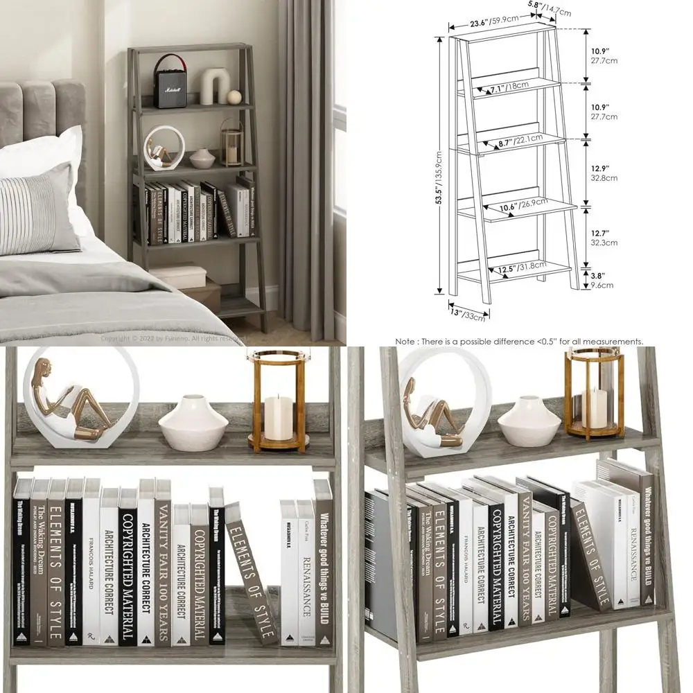 

5-Shelf Ladder Display Bookcase in French Oak Finish