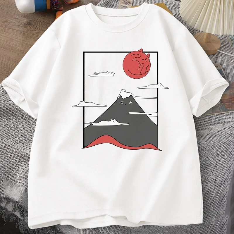 

Funny Cat Pattern 3D Printed Japanese Cat Short Sleeved Breathable Quick Drying Loose Comfortable Women's Harajuku T-shirt