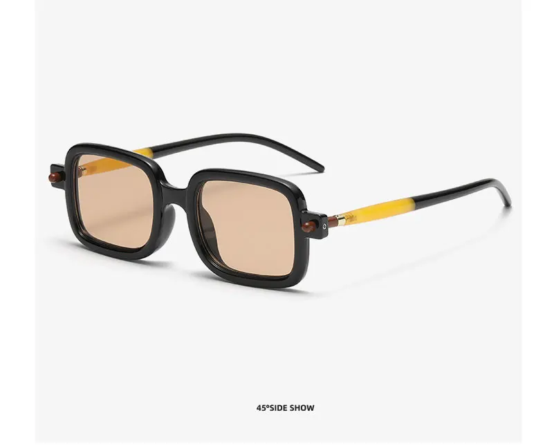 Neue modische quadratische Sonnenbrille für Damen und Herren, Vintage-Markendesigner, Punk-Sonnenbrille, klare Gläser, Spiegelbrille – Detail 6
