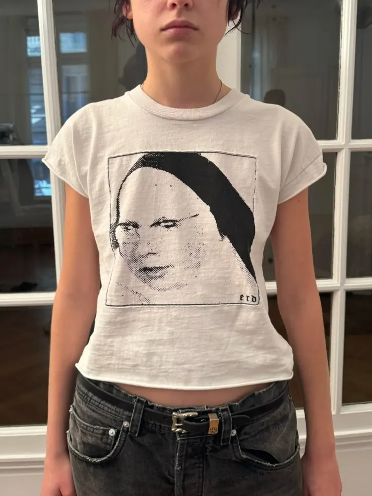 

ER/D portrait sticker canvas painting splicing printing short round neck short sleeve T-shirt