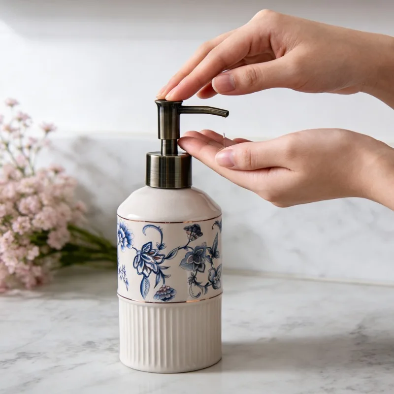 

Керамические дозаторы для лосьона, шампуня и геля для душа для ванной комнаты, герметичные дозаторы для жидкого мыла на столешницу