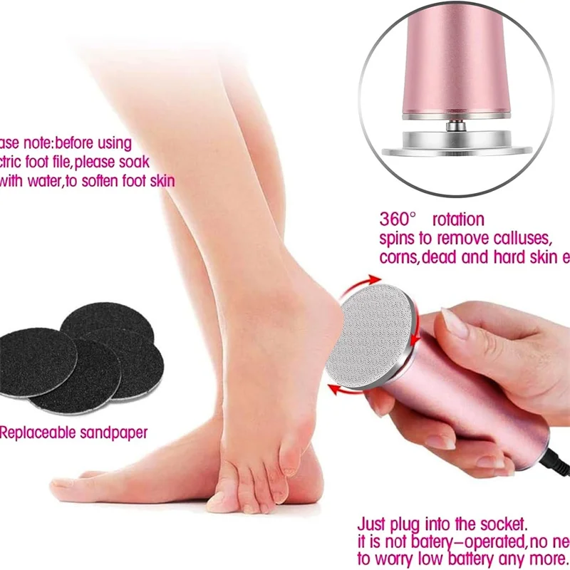 Electric Foot Callus Remover Foot Polisher Kit with Replacement Sandpaper for Home Foot Grooming
