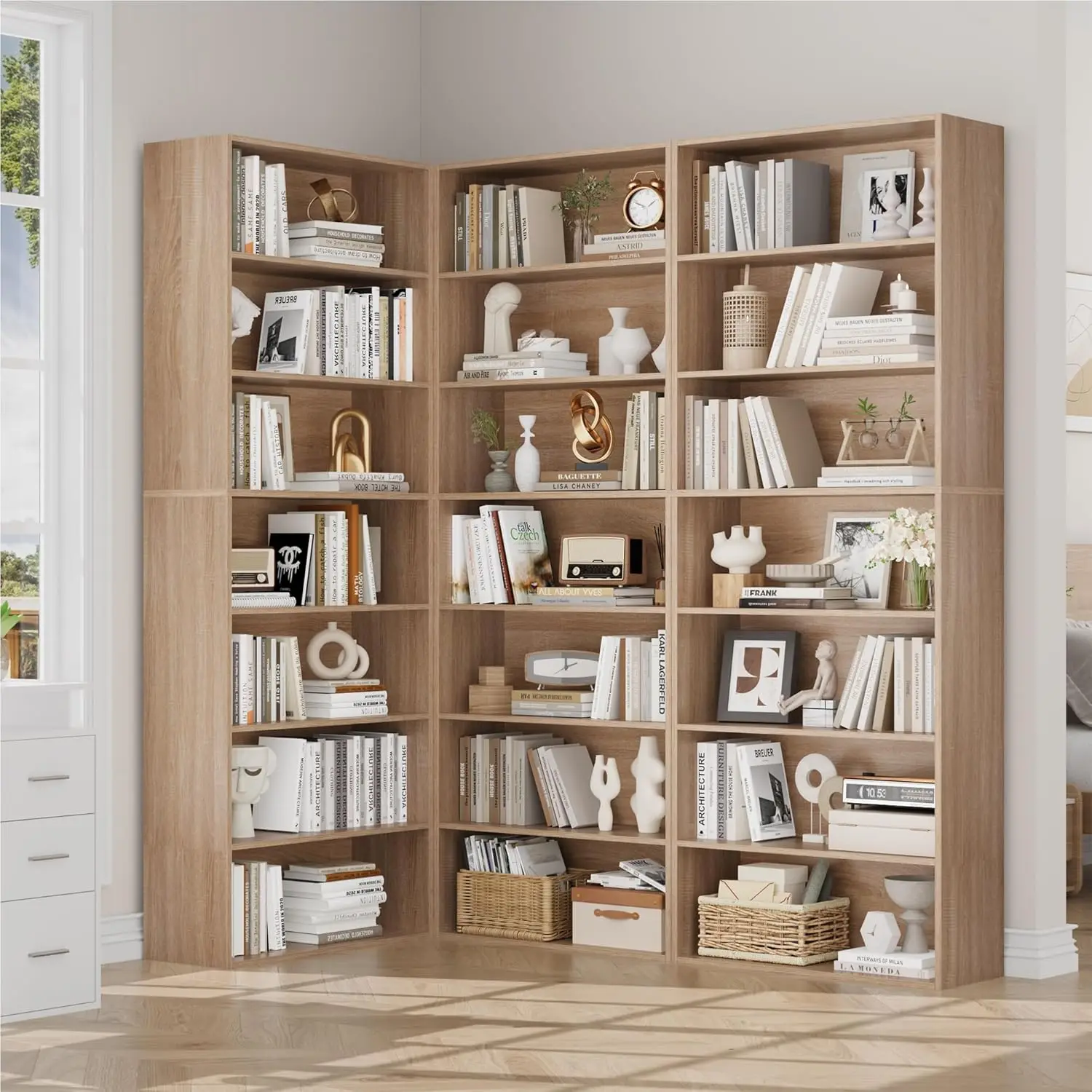 Bücherregal، Regal mit 7 Facherern، Bücherschrank، Standregal، Aufbewahrungsregal، فور Wohnzimmer Büro Schlafzimmer، 209,5 × 60 ×