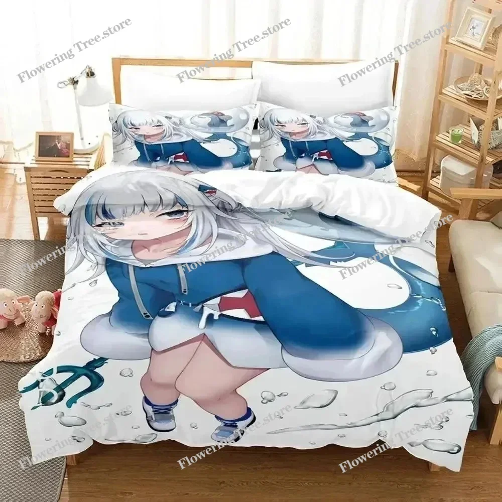 G-Gawr Gura Reflect Fanart holoMyth Bedding Set Duvet Cover Bed Set Quilt Pillowcase Comforter king Queen Size Boys Adult 025