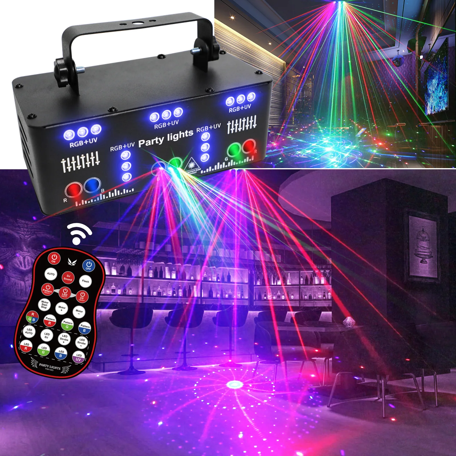 YSH 21 Eyes Disco Lights For Home Automatic Memory Function Party Light Remote Control UV Light  Applicable To Laser Light Music