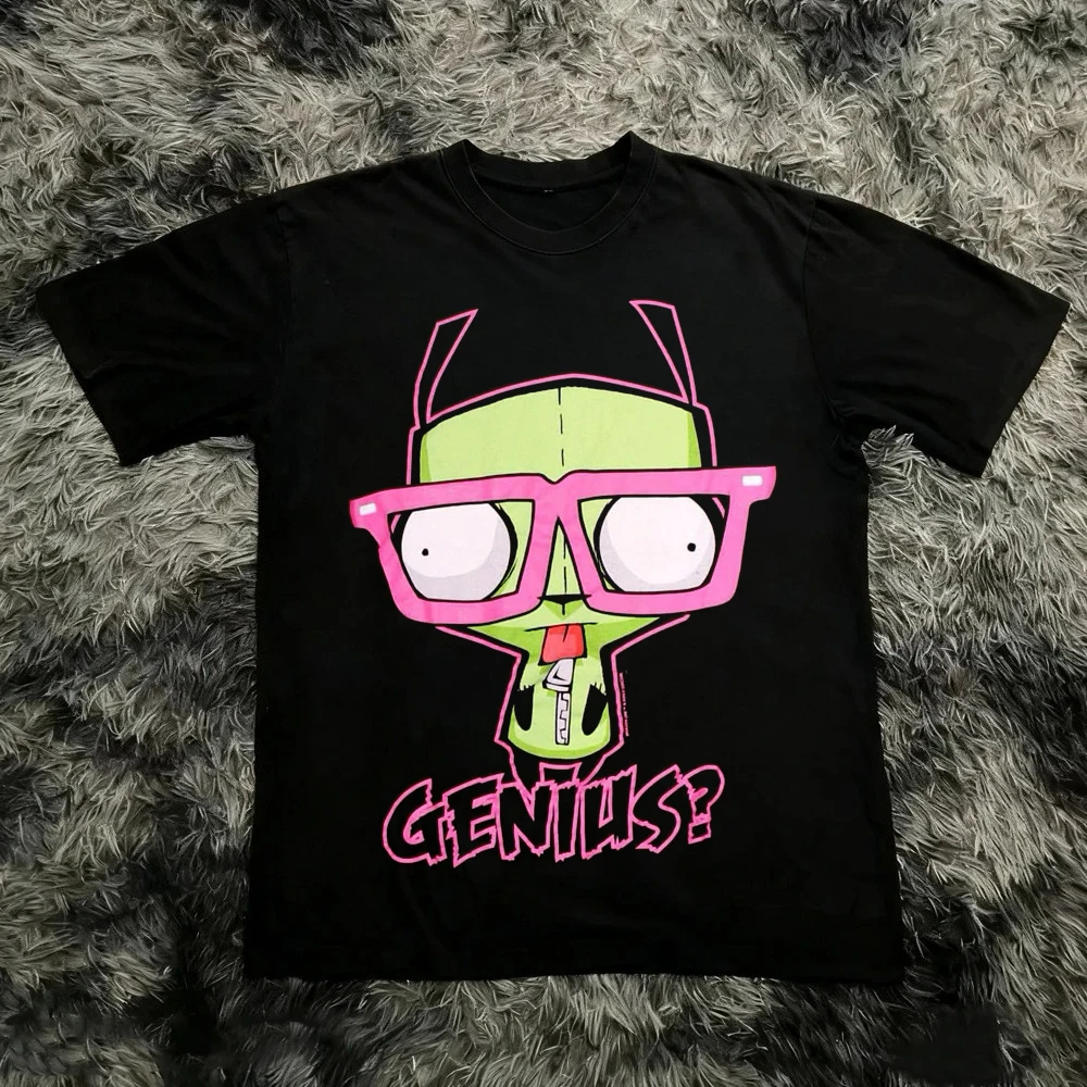 Vintage Invader Zim Cartoon Print Kurzarm-T-Shirt Retro Unisex Grafik-Tee 90er Nostalgie Sommer Streetwear Y2K Tee Top – Detail 3