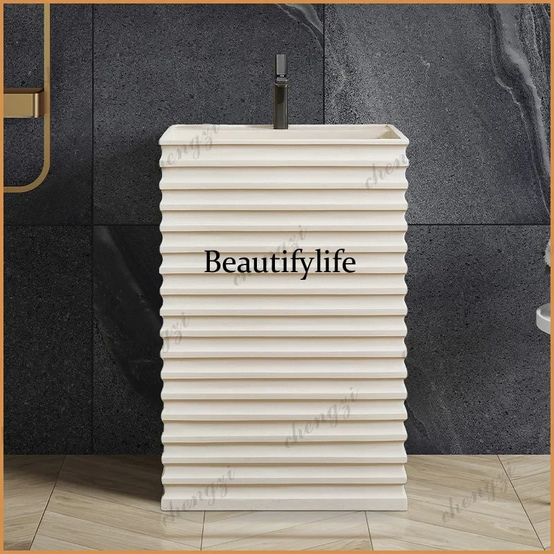 Y136  Japanese cream style designer column basin floor-to-ceiling integrated hotel courtyard wash basin creative wash basin