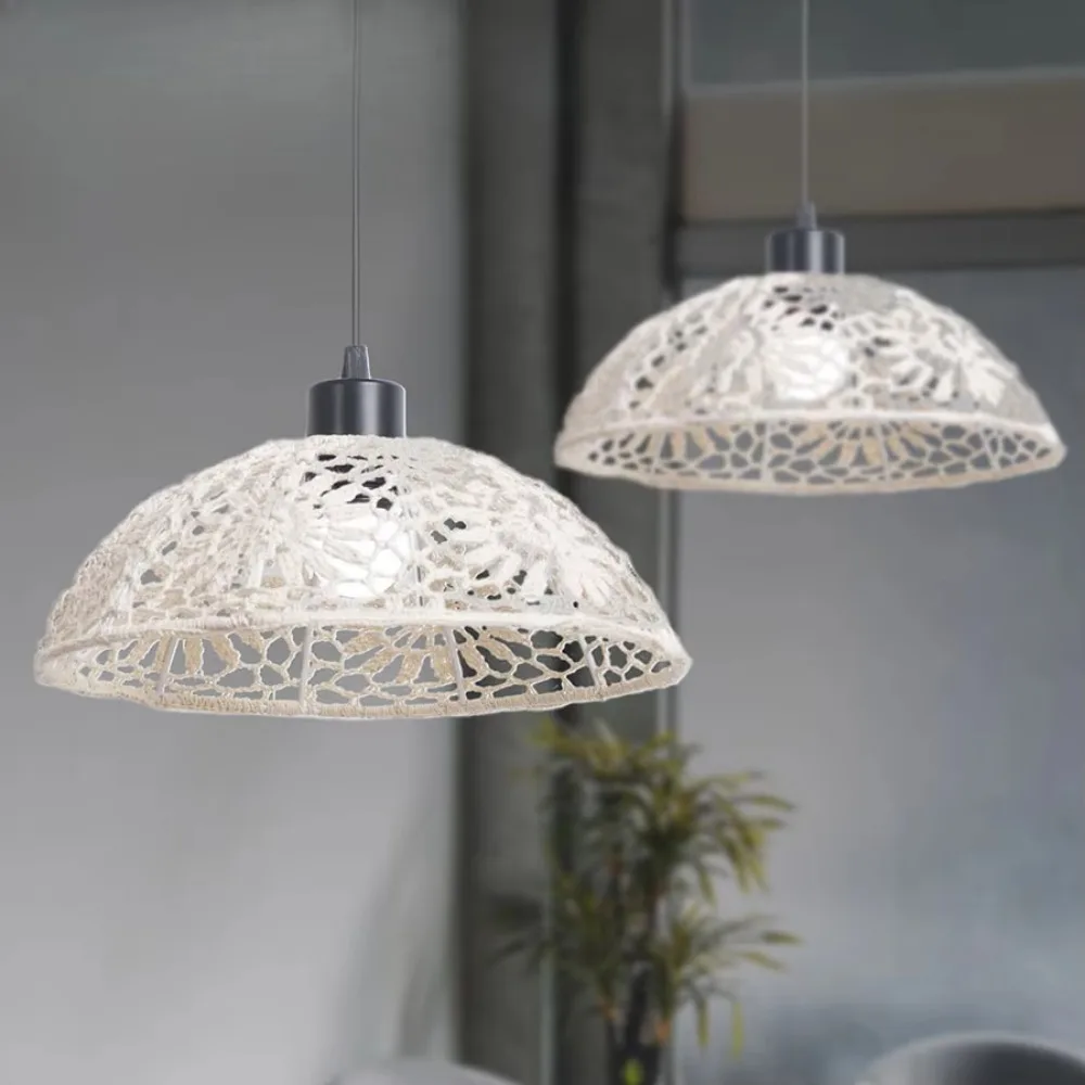 Hand-woven Cotton Rope Chandelier Lampshade Elegant Unique Lampshade Pendant Easy to Install Chandelier Lamp Accessories