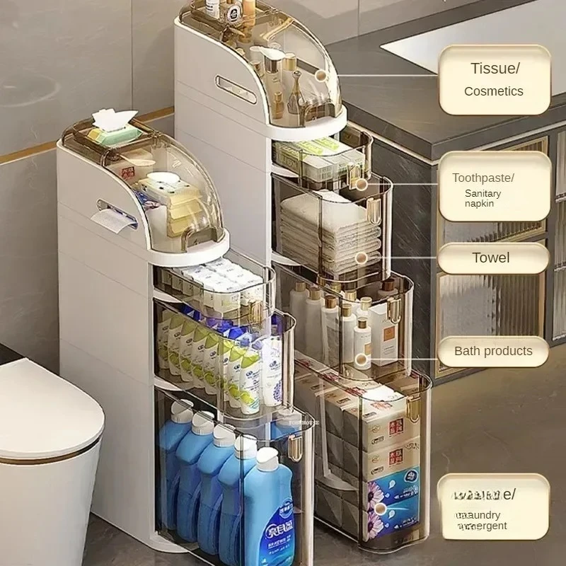 

Drawer-type Bathroom Cabinets Modern Home Narrow Gap Storage Shelf Creative Bathroom Furniture Toilet Gap Storage Cabinet