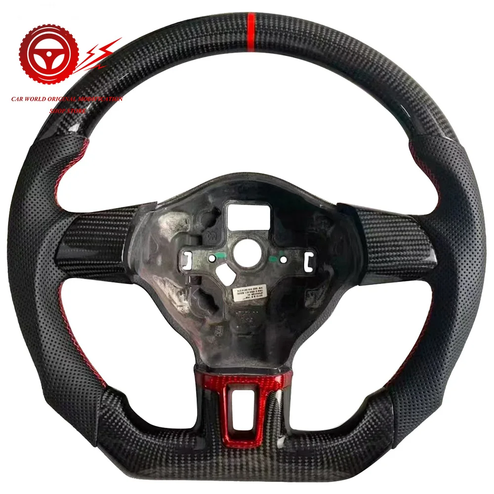 Carbon Fiber Steering Wheel Perforated Leather For VW Golf 6 MK6 2009-2013 Polo GTI Passat R-Line