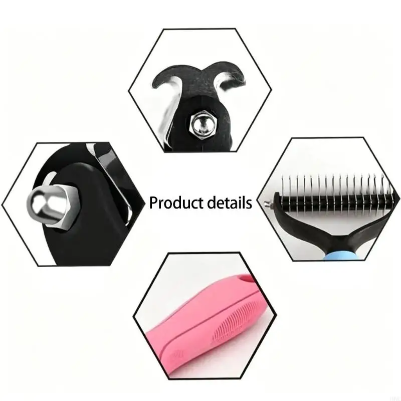 Double Side Undercoat Rakes & Dematting Comb Pet Grooming Brushes Easy To Clean Undercoat Rakes Detangling Tool J0MC