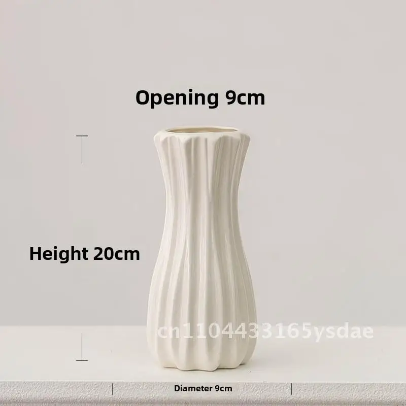 

European-Style White Ceramic Rose Flower Arrangement Vase Simple Decorative Ornaments for Living Room Table Dried Flowers