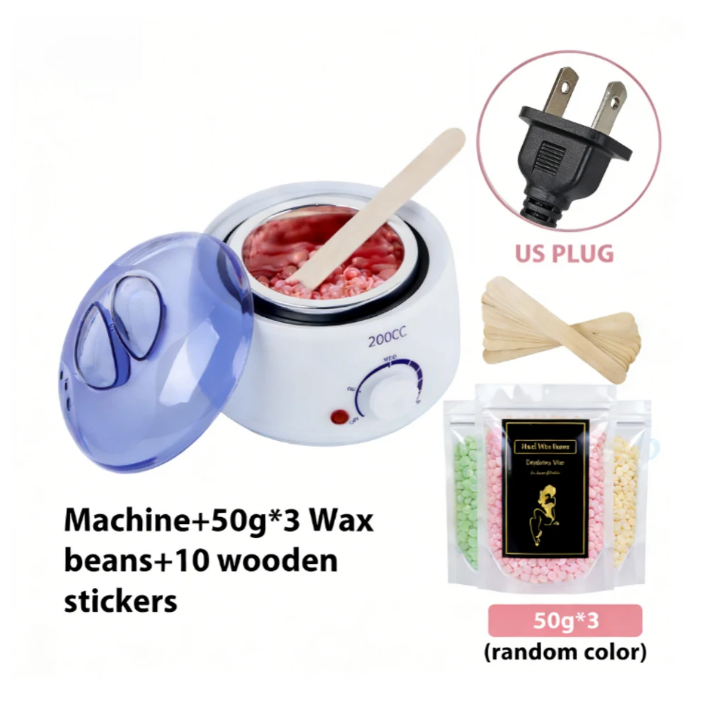 200CC Wax Heater Warmer Ontharing Machine Voor Hand Voet Body Spa Epilator Paraffine Pot + Wax Bonen + wood Sticks - afbeelding 1
