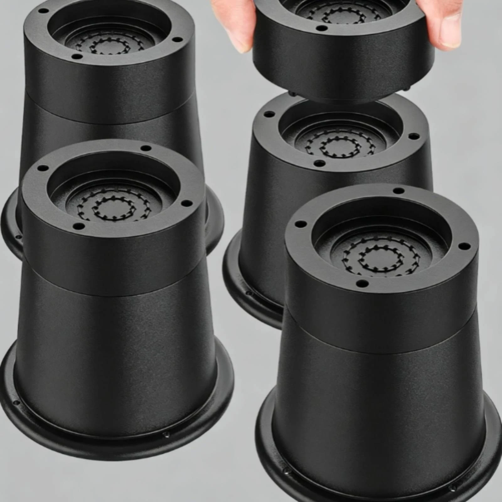4 Pieces Furniture Leg Riser Textured Grip Bed Riser Furniture Lift Block Tapered Home Accessory Black - view 3