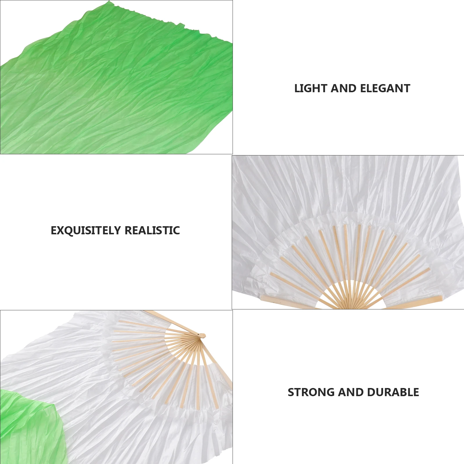 

1.8m Lengthened Belly Dance Fan Veils Silk Bamboo Fans Gradient Color Fan for Women Adults (White Gradual Green)
