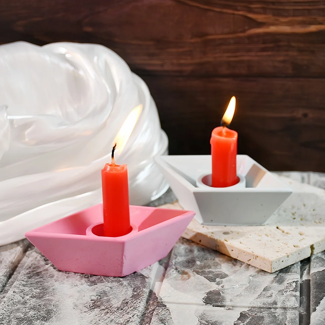 DIY Mini Paper Boat Candle Holder Gypsum Silicone Mold Concrete Cement Epoxy Resin Tabletop Decoration Mould