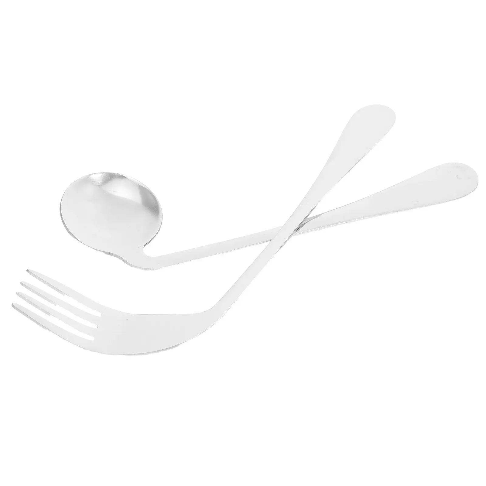 1Set Angled Fork and Spoon Set Stainless Steel Ergonomic Feeding Utensils for Elderly Arthritis Disabled Lightweight Anti-Shake
