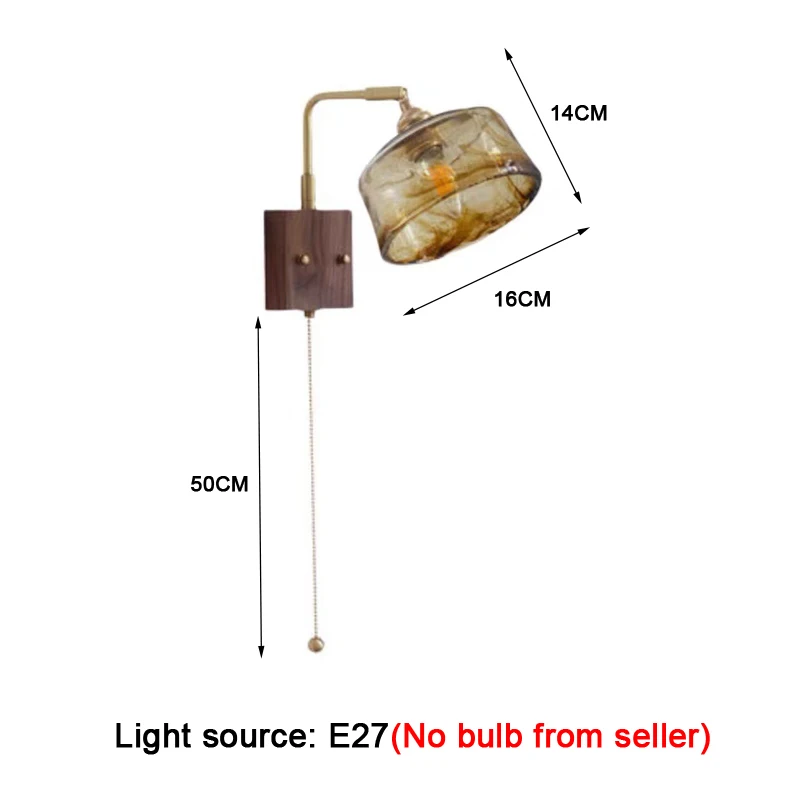 Vintage Brass Walnut Wood Wall Lamp Japanese Wabi-Sabi Style for B&B Entryway Corridor Living Room Study Bedroom Bedside Lightin