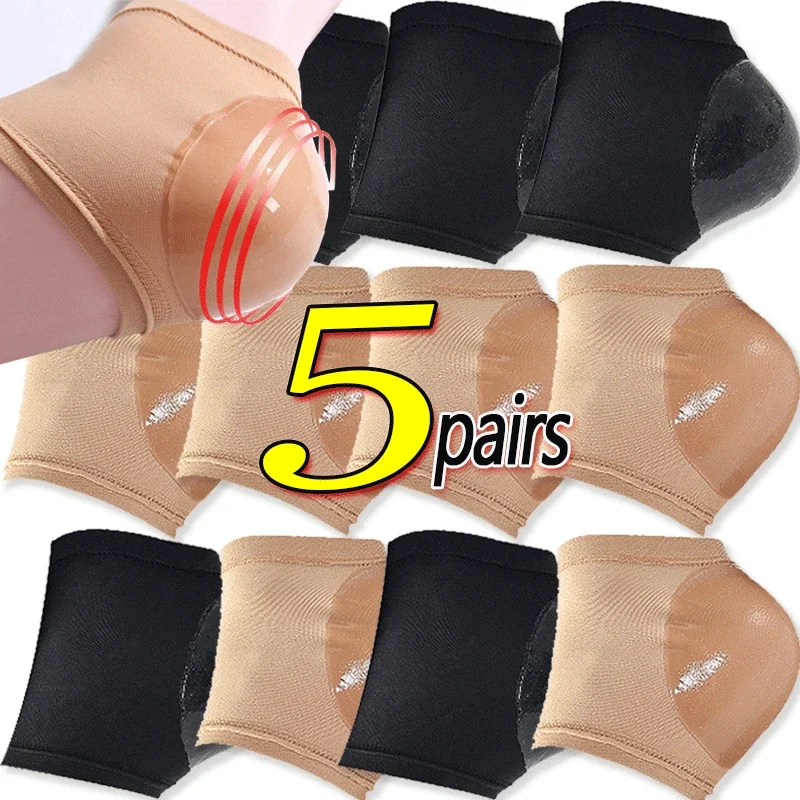 Gel Silicone Heel Protector Sleeve Heel Pads Heel Cups Plantar Fasciitis Support Feet Care Skin Repair Cushion Half-yard Socks