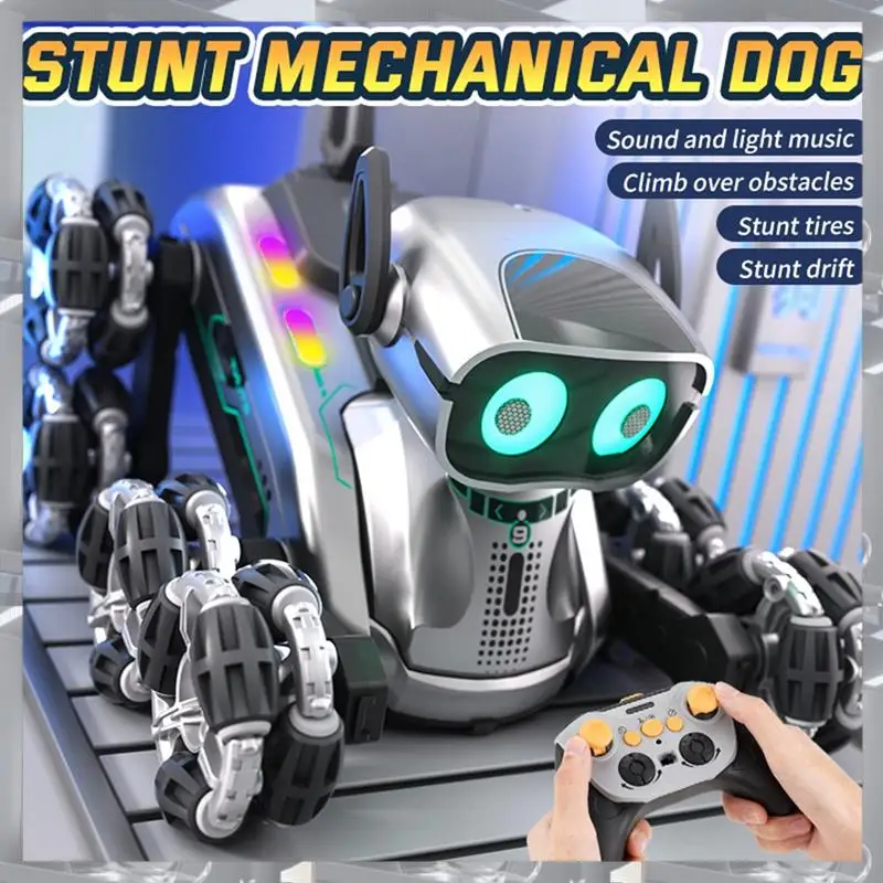 A84F-RC cascadeur dérive Robot chien télécommande Robot chien avec musique légère 8 roues contrôle de détection de geste pour les enfants