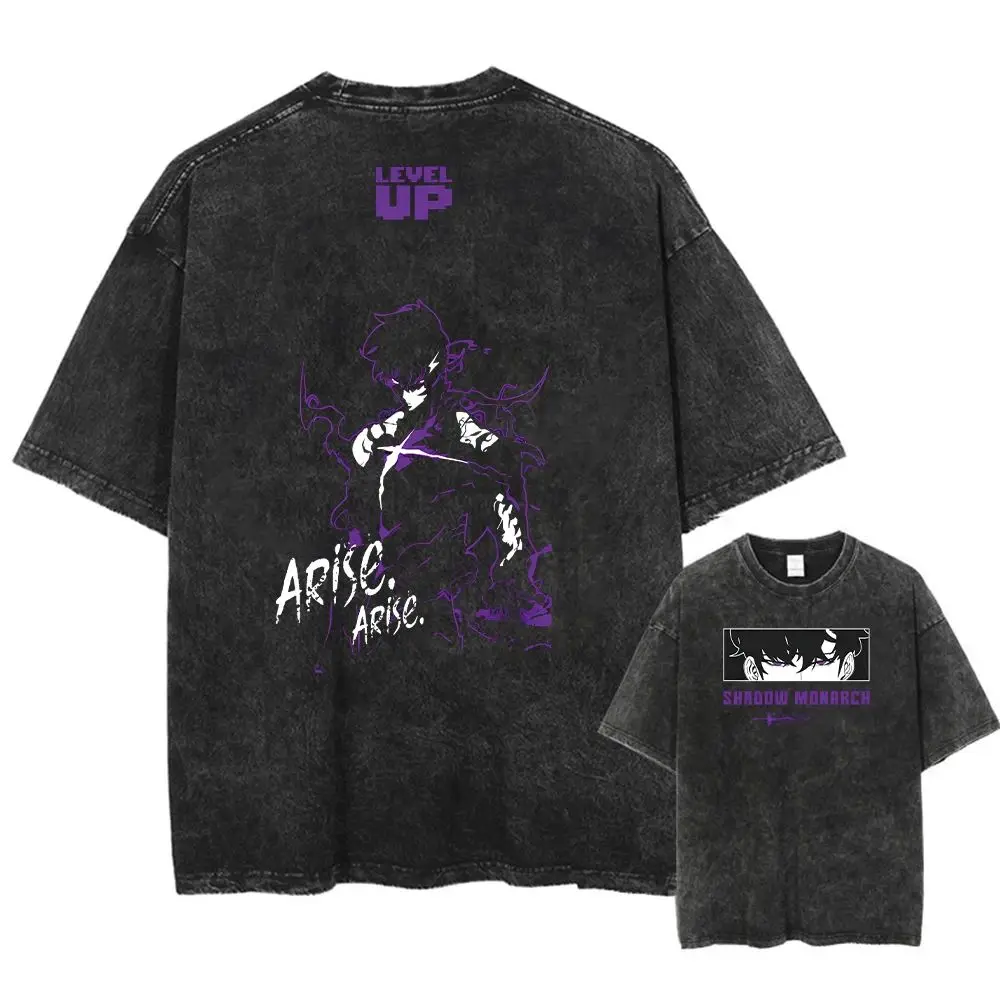 

High Street Hot Blood Cartoon Pattern Printing Wash Short T Shirts Casual Loose Sports Street Wear in Autumn and Winter Unisex