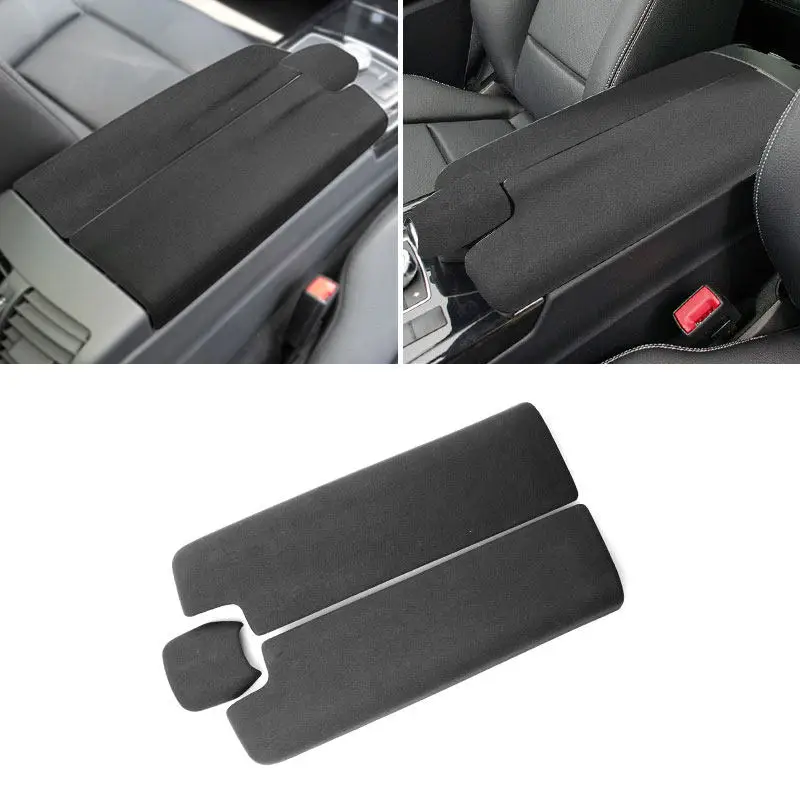 

3pcs Car Center Console Armrest Box Cover For Mercedes Benz E Class W212 2010 2011 2012 2013 2014 2015 ABS+Suede Leather Trim
