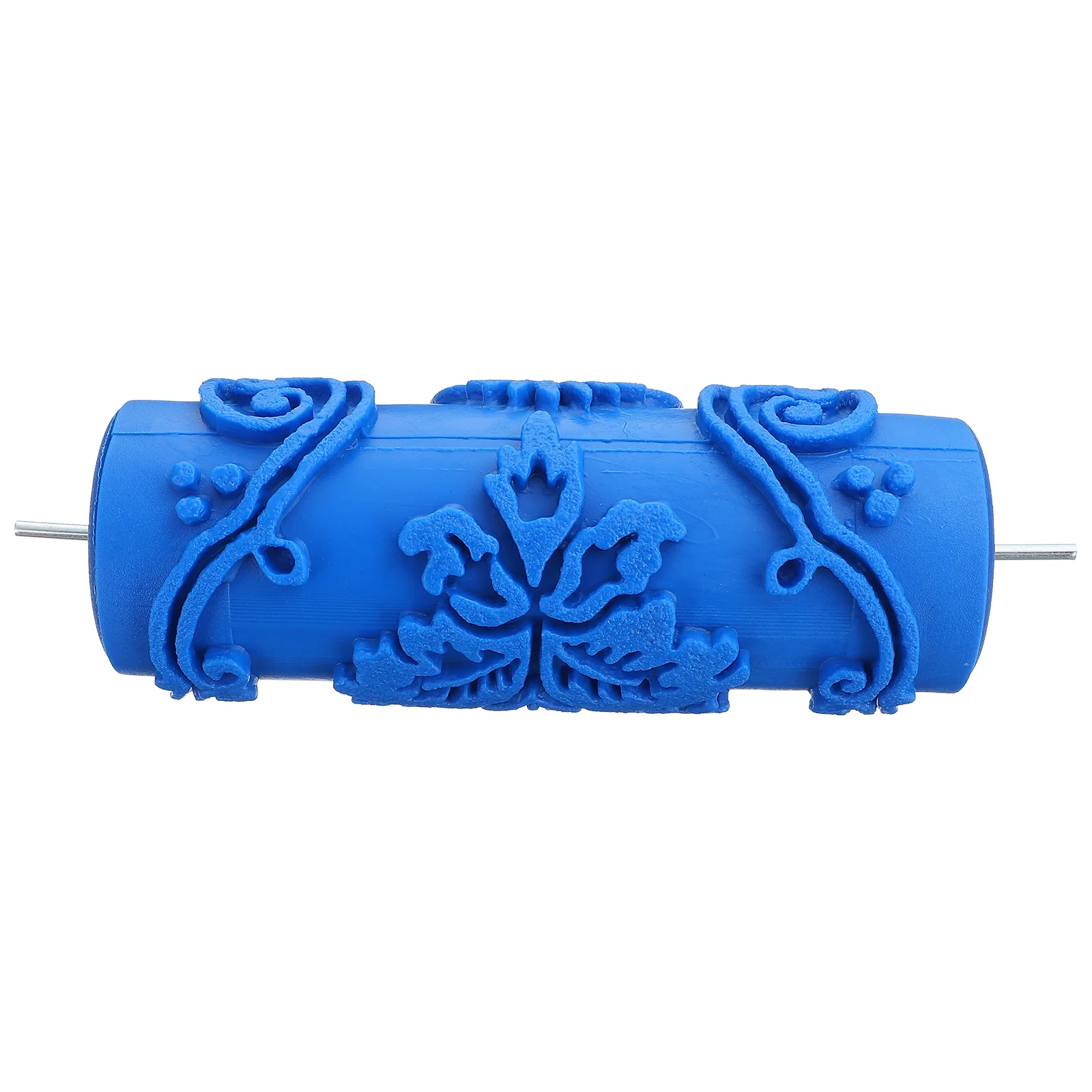 

5-inch Wall Decoration Painting Roller 15x5 1cm Blue Durable Rubber Metal Texture Water-based Paint Flower Mold Tool