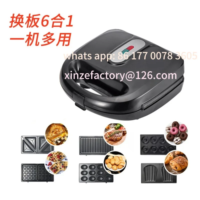

Customizable 6-in-1 Breakfast Maker Sandwich Maker Waffle Shell Donut Cake Maker