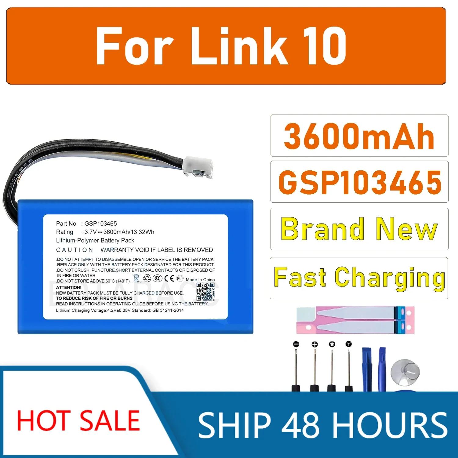 2025 Years 100% Original GSP103465 4000mAh Speaker Battery For JBL Link 10 Link10 Loudspeaker Bluetooth Battery