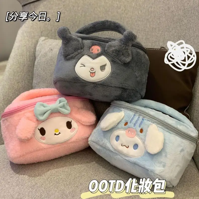 

Аниме Kuromi Melody мультфильм плюшевая косметичка Sanrios Kawaii Cinnamoroll сумка плюшевая портативная сумка для хранения мелочей подарки