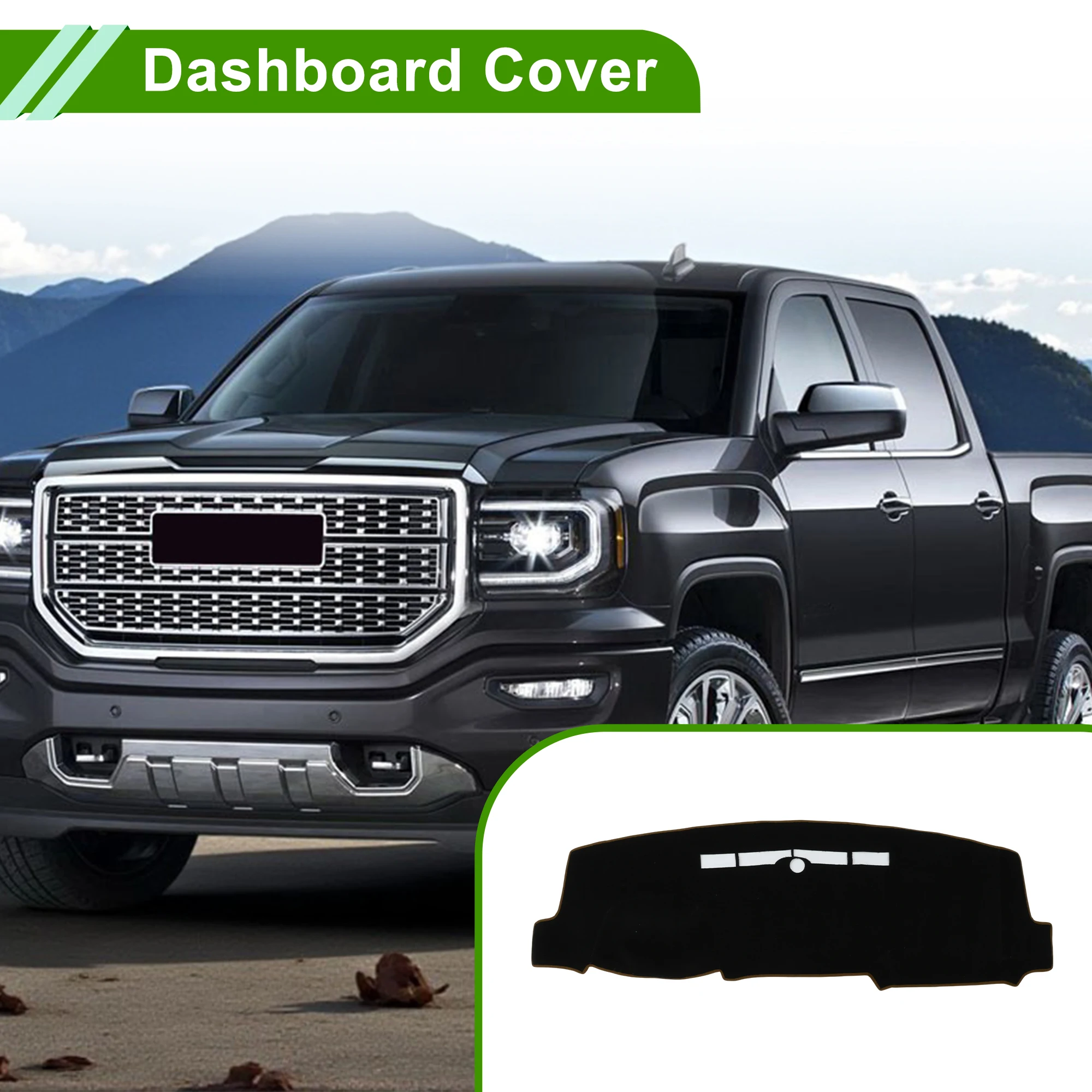 UXCELL Dashboard Cover for Chevrolet Silverado 2014-2018 Polyester Black Brown 1 Pc