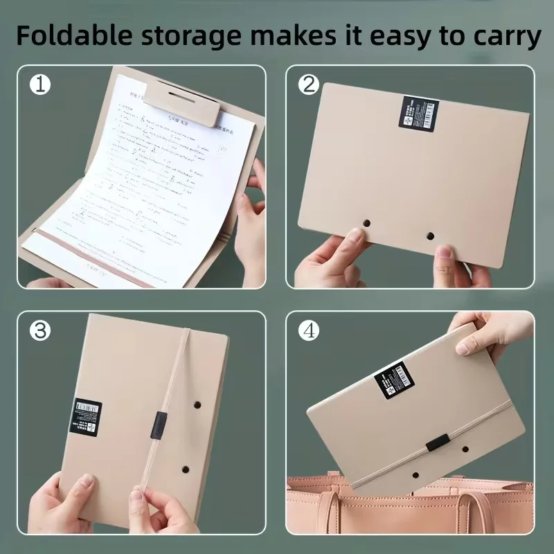 1pc Foldable File Folder with Dual Shoulder Straps - Portable Document Organizer for Office & School Use, Secure Closure