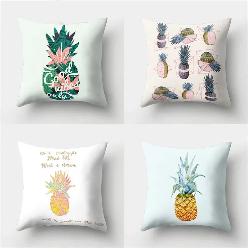 

45x45cm pineapple fruit pattern polyester pillowcase for home living room sofa car decoration waist cushion cover