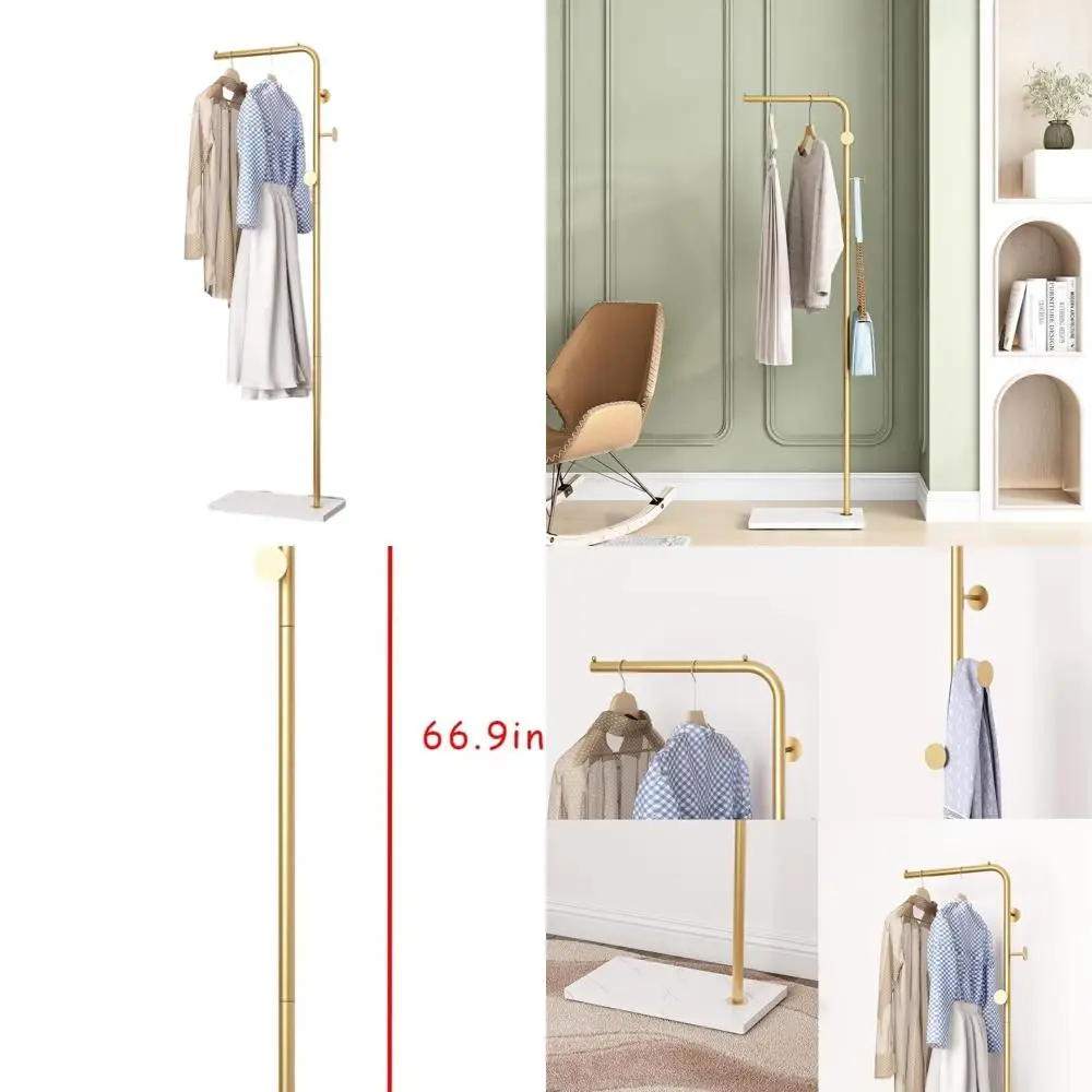 

Modern 67 Standing Coat Rack with Heavy Base and 3 Hooks for Entryway, Ideal for Handbags and Clothing