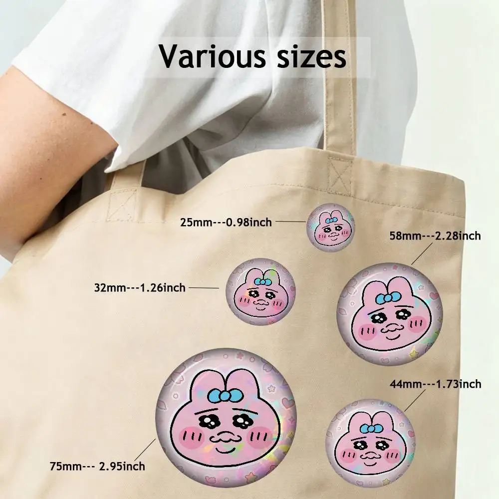 Cute O-Opanchu U-Usagi Pins Y2K Funny Cartoon Characters Badge Fashion Jewelry Accessories Round Snap-in Brooch on Backpack
