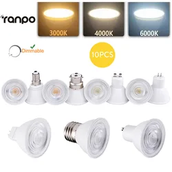 10Pcs Dimmable LED Spot light GU10 7W MR16 GU5.3 B15 B22 E12 lamp COB Chip Spotlight LED bulb For Downlight Table Lamp 110V 220V
