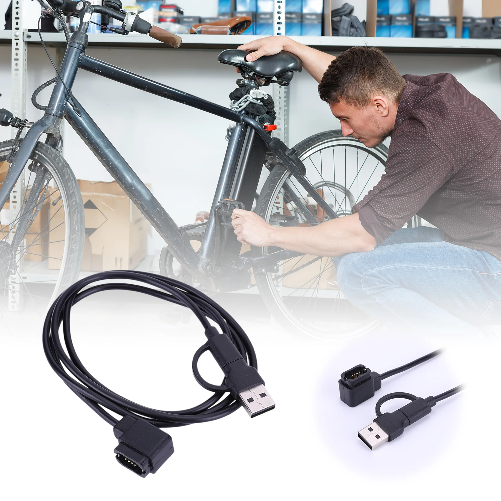 Di2 Charging Cord for R9270 R9250 R8170 R8150 R7170 USB-A Type-C Dual Input Road Bike 1M PVC Cable