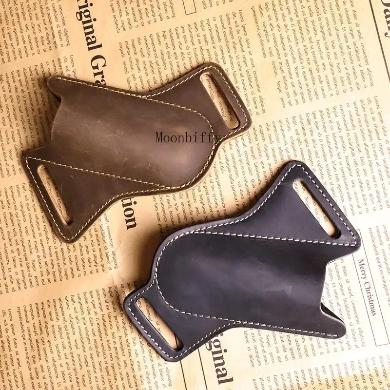 Folding Flick Knife Sheath for Outdoor Camping Vintage Waist Belt Case Holder PU Leather Pocket Knife Protect Cover