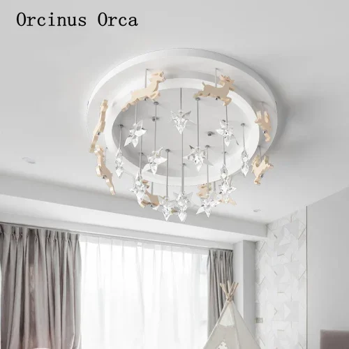 Dream lovely star ceiling lamp Girl Bedroom children's lamp cartoon creative deer led ceiling lamp free shipping