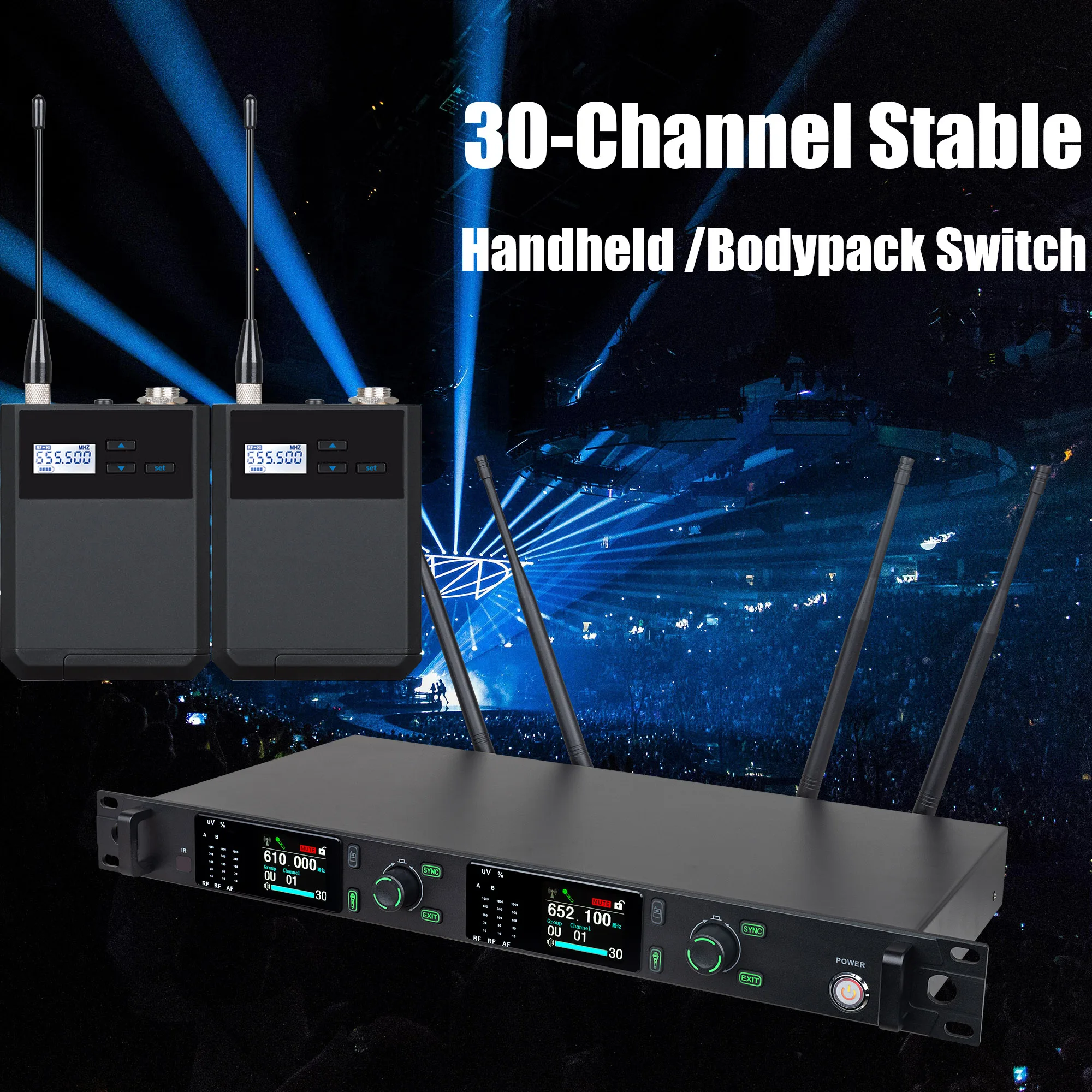 Leicozic True Diversity Microfono Wireless Professional Stage Microphone UHF With Spectrum Analyzer 10/30mW EU/US/UK Plug AD4D-X