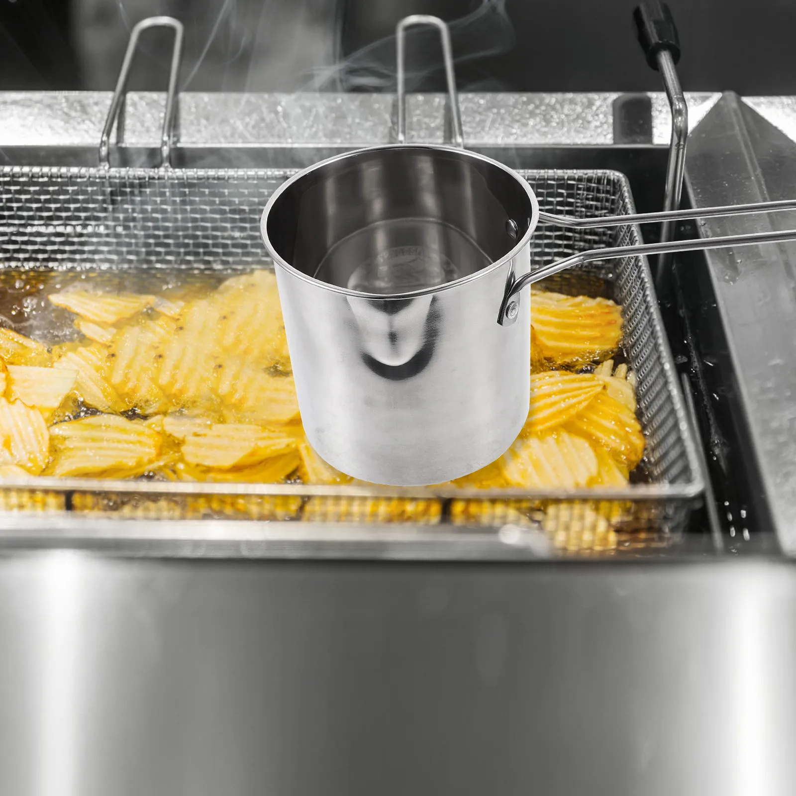 

1Set Stainless Steel Fryer Kit with Non-Slip Handle Deep Frying Basket Pot for French Fries Chicken Snacks Vegetables Chips