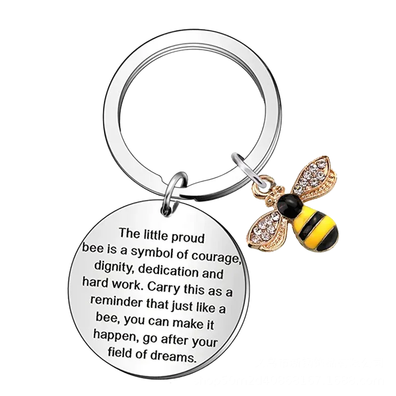 Cute Thank You Teacher Gifts Keychain Honey Bee Key chain Keyring Holder the little proud bee is a symbol of courage