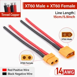 XT60 Battery Male Female Connector Plug with 15cm 14AWG Silicone Wire Cable For RC Airplane Lipo Battery ESC FPV Drone Car Boat