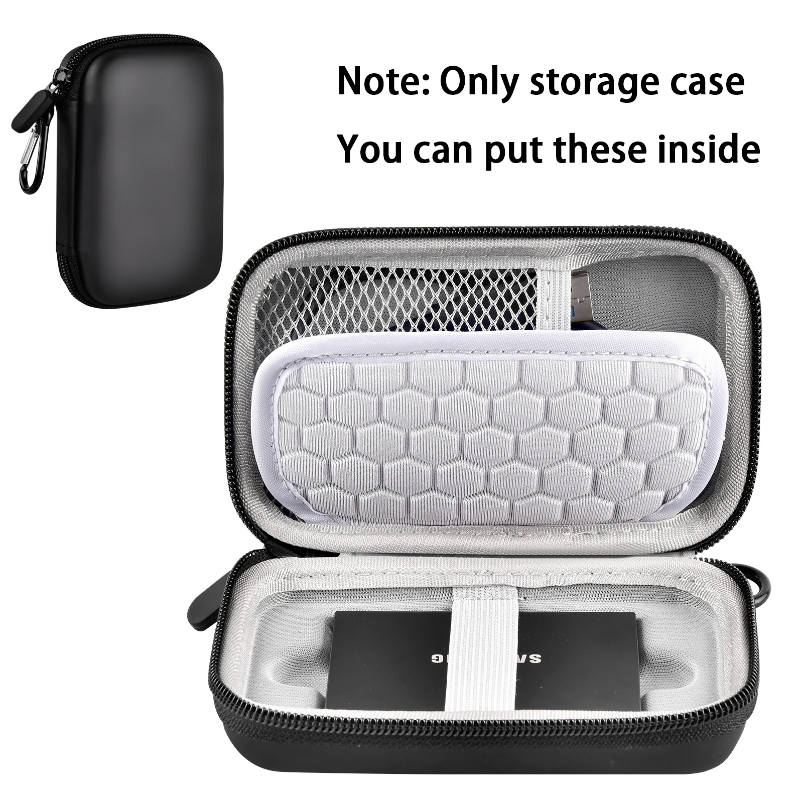 

Universal USB 3.2 SSD Case, Shockproof Travel Storage Bag for Portable External Drive & Cables, Data Protection Organizer