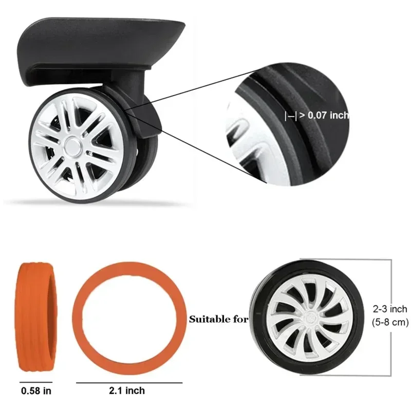 8/4PCS Luggage Wheels Protector Silicone Wheels Caster Shoes Travel Luggage Suitcase Reduce Noise Wheels Cover Accessories